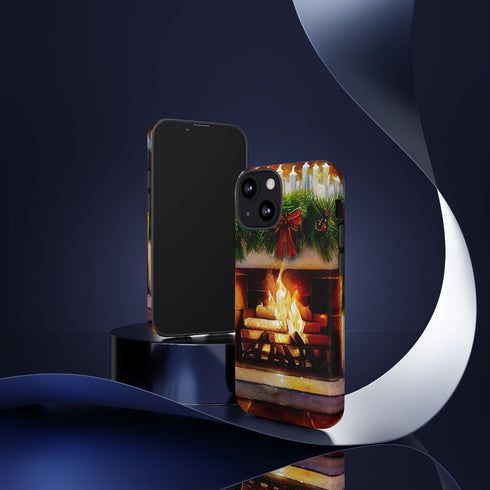 Candles on the Hearth Decorated for Christmas - Impact Resistant Phone Case